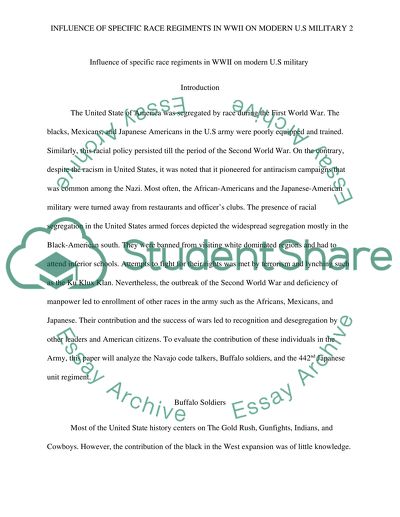 Influence of Specific Race Regiments in WWII on Modern US Military