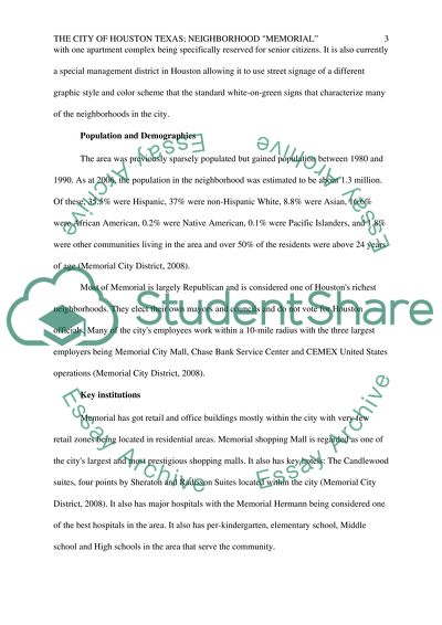 The city of Houston Texas; Neighborhood Memorial