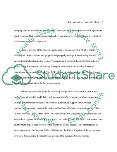 International Investment in China