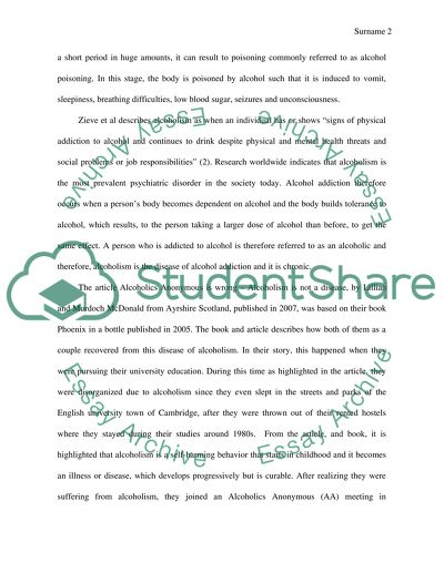 Response to an article on alcoholism