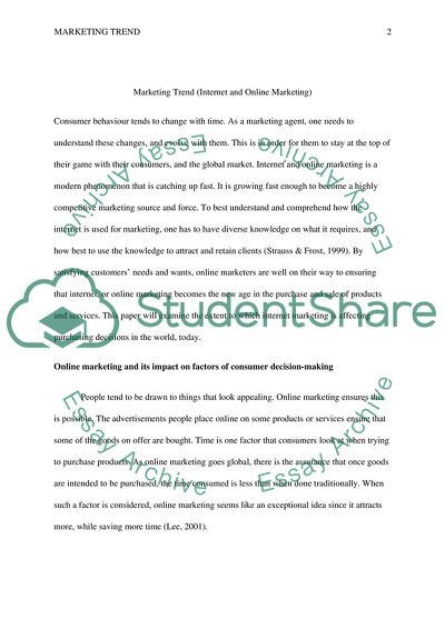 Marketing trend (Internet and online marketing)