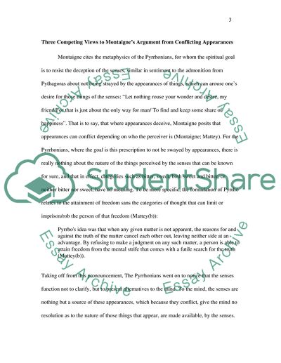 Montaignes Argument of Conflicting Appearances, Reconstruction