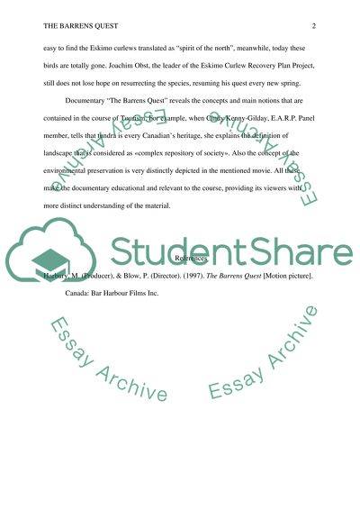 The Barrens Quest: Film Summaries Assignment