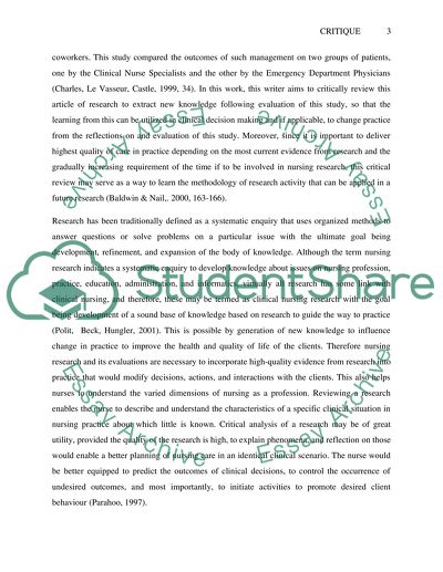 Clinical Nurse Specialist in the Emergency Department