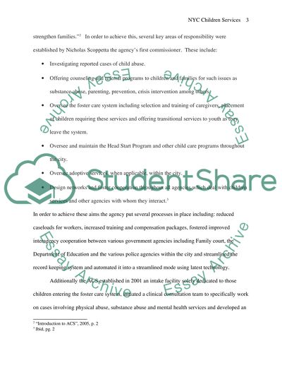 The Administration for Children Services