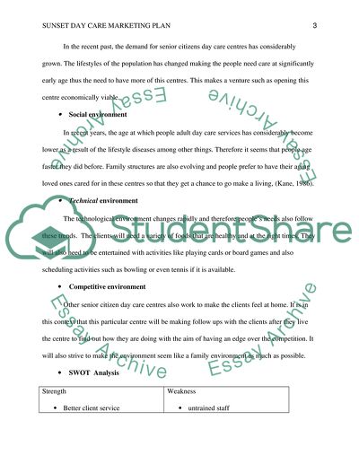 Marketing Plan for Sunset Day Care