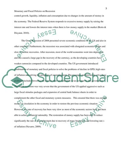 Monetary and Fiscal Policies on Recession