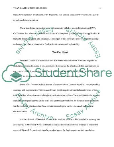 Translation Technologies: Comparing Wordfast Classic and Wordfast Pro
