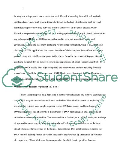 The Development and Applications of Short Tandem Loci in DNA Tests