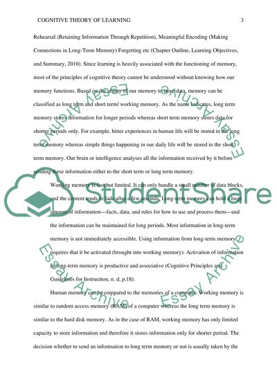 The Cognitive Theory of Learning