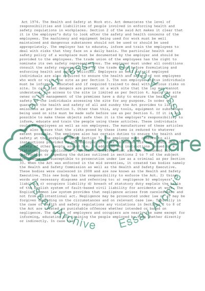 Workplace, Health and Safety