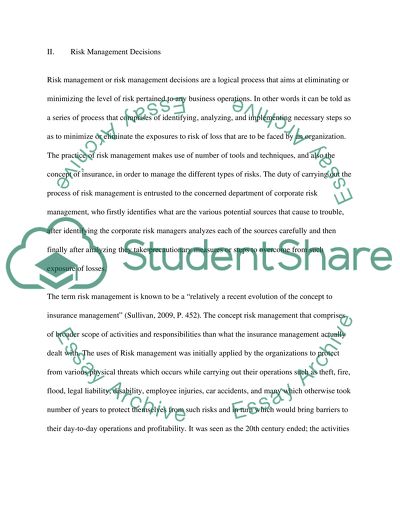 Corporate Risk Management Issues