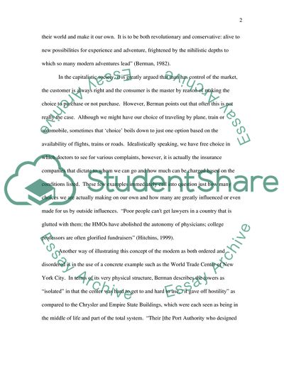 Marshall Berman; the Contradictions of Modernity