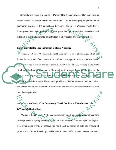 Primary Health Care and Community Health Services