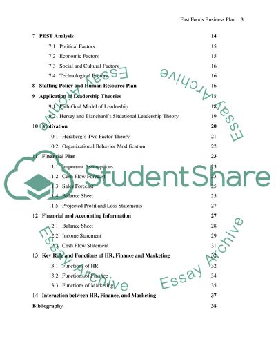 Fast Food Marketing and Business Plan