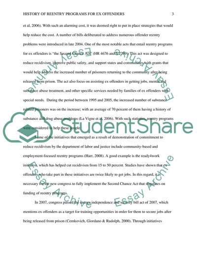 History of Reentry Programs for Ex-Offenders