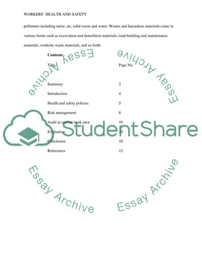 Health and Safety at Work: Risk Assessment