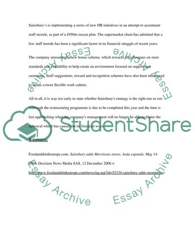 Marketing Communication: the Sainsburys Strategy