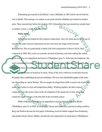 Biographical Sketch of Arnold Schoenberg