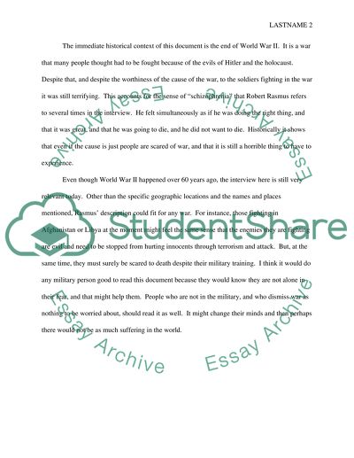 Document 20 Oral interview with robert Rasmus