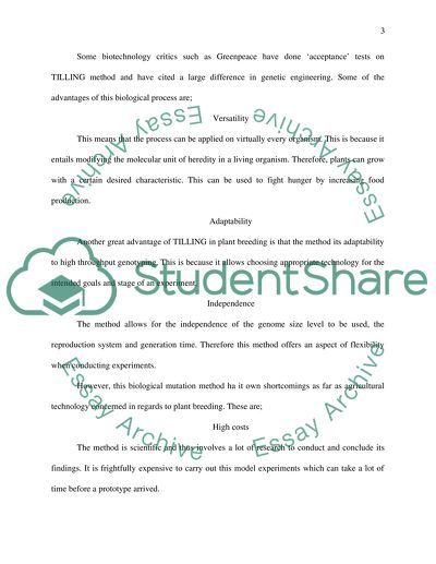The advantages and disadvantages of Tilling as a technique in plant breeding