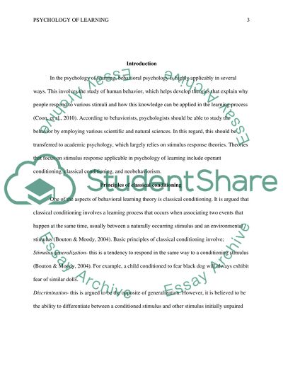 Psychological Theories of Learning