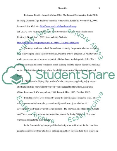 Social Skills Development in Early Childhood