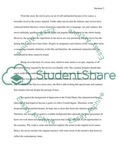 Water for Elephants Directed by Francis Lawrence