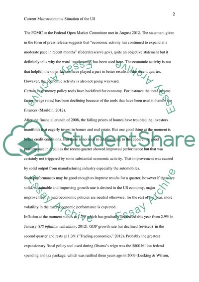 Current macroeconomic situation in the U.S