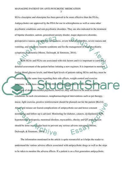 Managing patient on antipsychotic medication