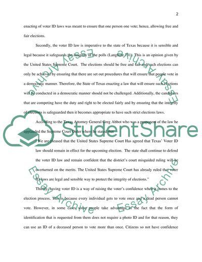 Voter Identification Law in Texas