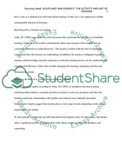 Adler and Van Dorens The Activity and Art of Reading