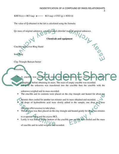 Identification of a Compound by Mass Relationships
