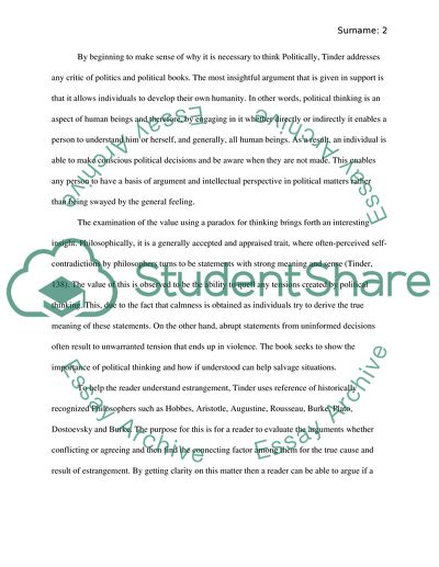 Analysis of Political Thinking by Glenn Tinder