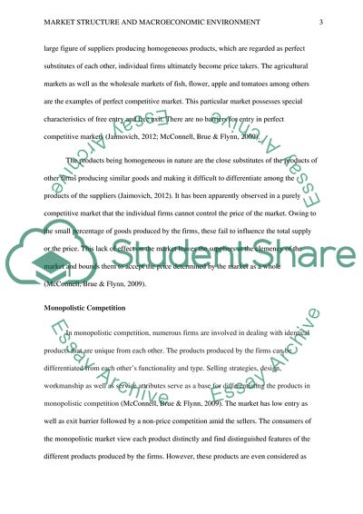 Market Structure and Macroeconomic Environment