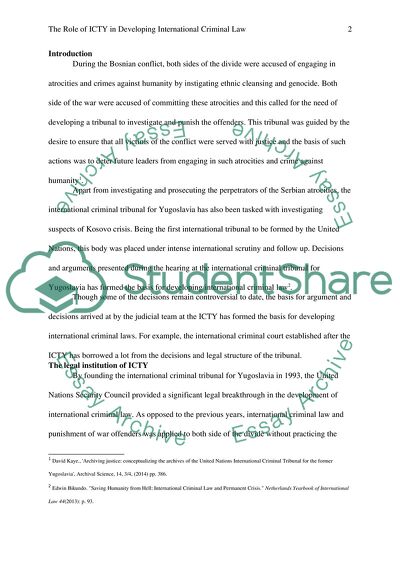 The Role of ICTY in Developing International Criminal Law