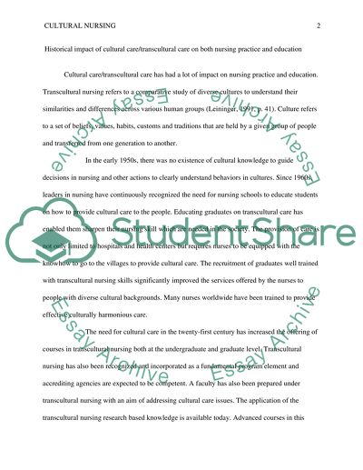 Cultural Nursing Research Paper