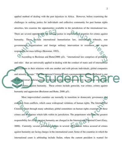 Impoverished Countries and Weak Formal Legal Systems - a Past of Mass Human Rights Atrocities