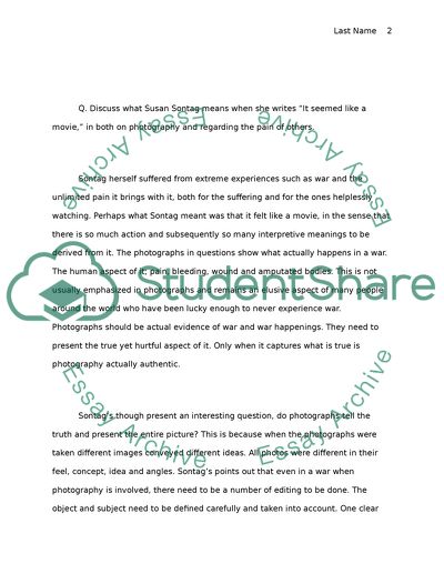 1)Dantos inferential bypass 2)susan sontags regarding the pain of others