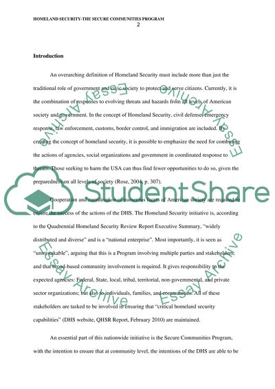 Homeland Security-The Secure Communities Program