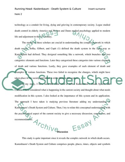 The Concept of Kastenbaum - Death System and Culture