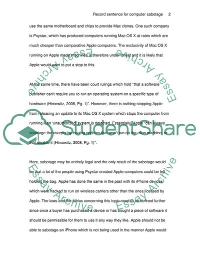 Record Sentence for Computer Sabotage