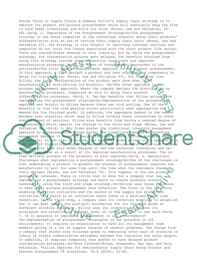 Research Article Assignment for Supply chain