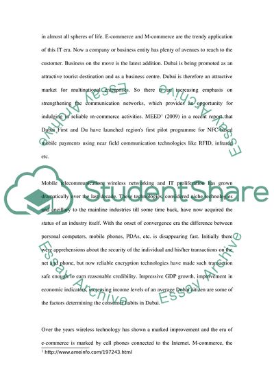 Diffusion of the Mobile Commerce in Dubai