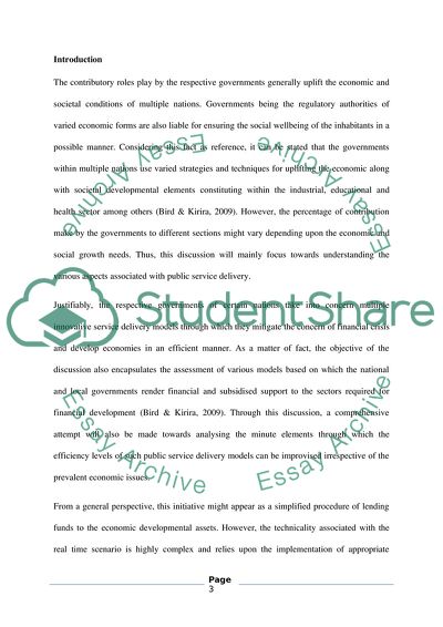 Delivering Government Service: Context and Delivery Mechanisms