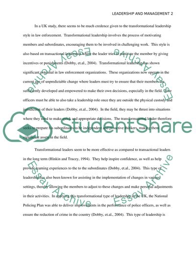 Leadership And Management of Law Enforcement Personnel Within the Organization