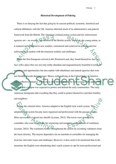 Historical Development of Policing