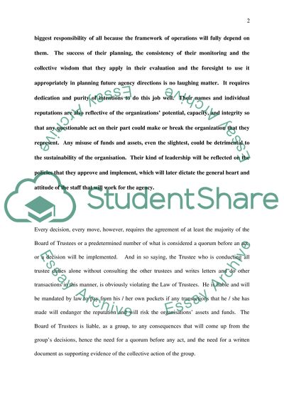 Trustee and Charity Organizations