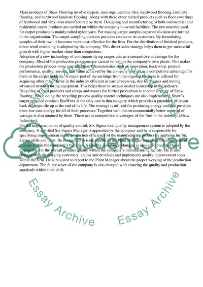 Shaw Flooring Companys Market Status and Perspectives