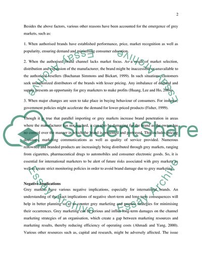 Grey Marketing: Perspectives and Implications